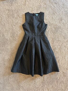 Draper James RSVP Classic Fit and Flare Floral Embossed Black Dress